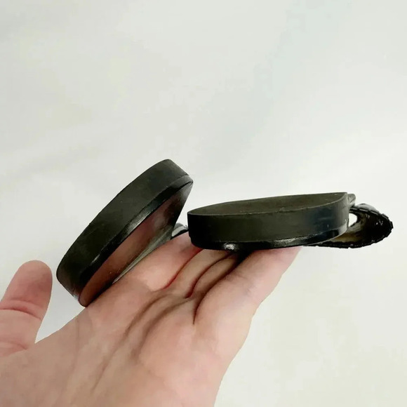 EUC Jack Rogers Delilah Black Leather Slide Sandals - Eyelet Preppy Coastal - Picture 5 of 6